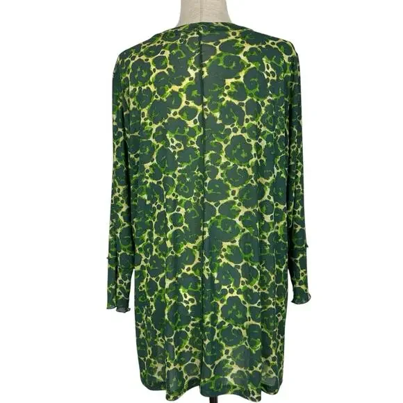 LOGO Layers Lori Goldstein Top Women XL Jade Green Sheer Mesh Tunic Layer Artsy - Picture 3 of 13